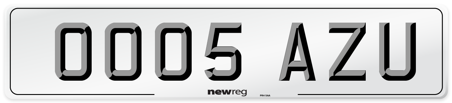 OO05 AZU Number Plate from New Reg